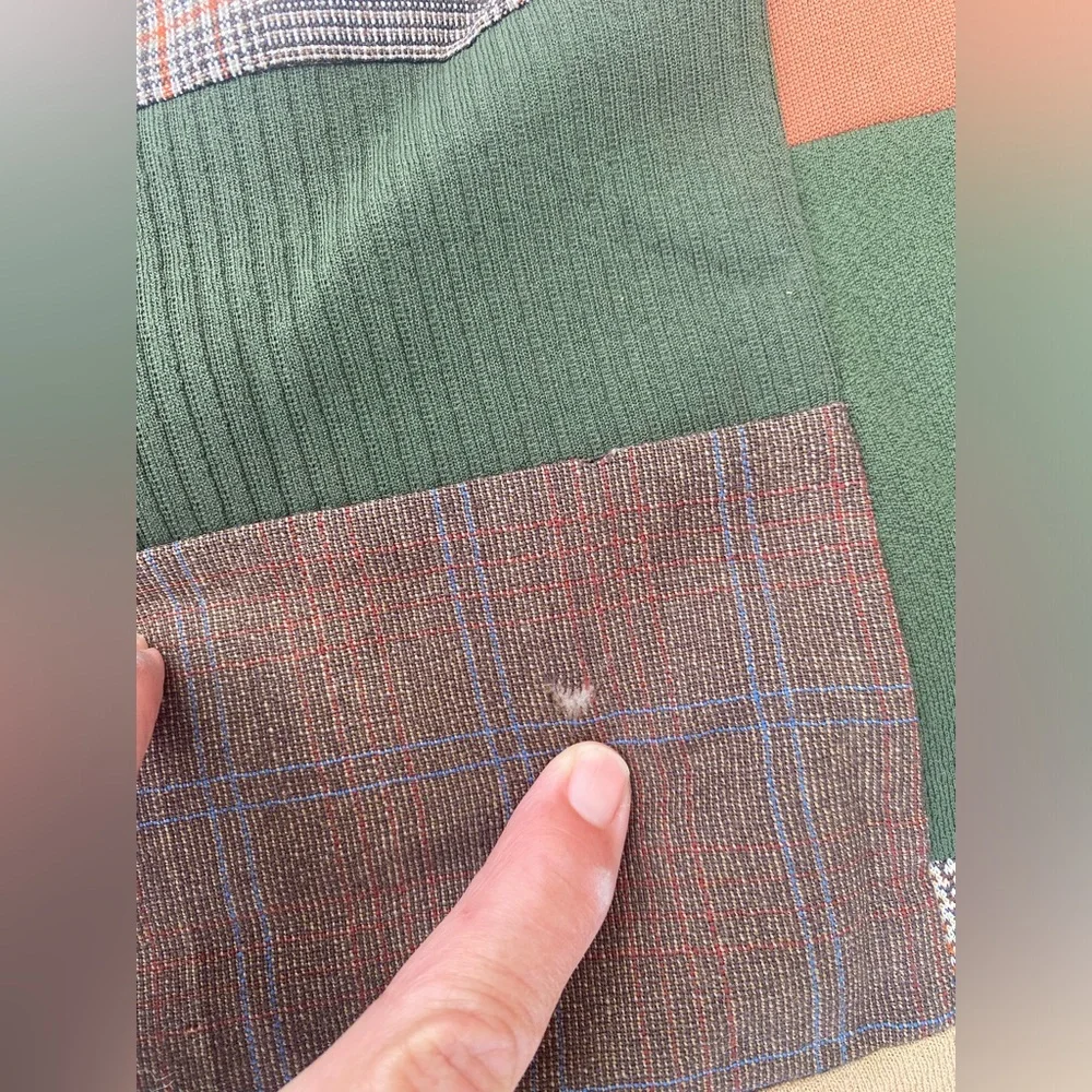 Vintage Men’s Suits Colorful Patchwork Quilt Blanket 65”/88” approx